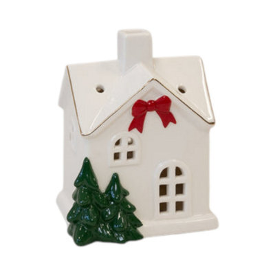 Four Candle Medium Christmas Home With Red Bow - image 1