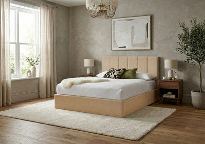Adore Designs Stafford Plush Velvet Ottoman Sleigh Bed - 5Ft Kingsize - Coffee - image 1