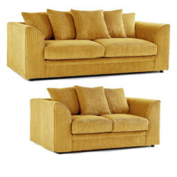 Hannah Jumbo Cord 3+2 Seater Sofa Set Mustard - thumbnail 2
