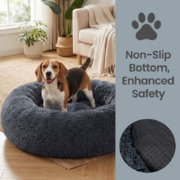 Feandrea Fluffy Calming Donut Dog Bed With Removable, Washable Cover, Dark Grey - thumbnail 8
