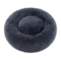 Feandrea Fluffy Calming Donut Dog Bed With Removable, Washable Cover, Dark Grey