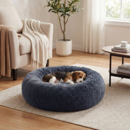 Feandrea Fluffy Calming Donut Dog Bed With Removable, Washable Cover, Dark Grey - thumbnail 4