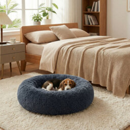 Feandrea Fluffy Calming Donut Dog Bed With Removable, Washable Cover, Dark Grey - thumbnail 5
