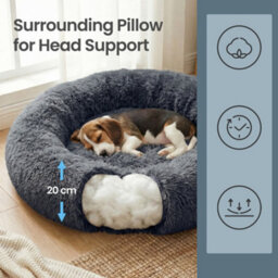 Feandrea Fluffy Calming Donut Dog Bed With Removable, Washable Cover, Dark Grey - thumbnail 7