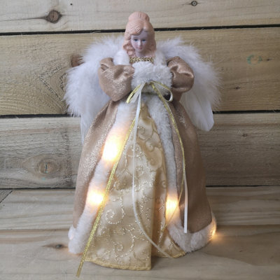 Samuel Alexander 30Cm Premier Gold Angel Lit Tree Topper With Warm White Leds - image 1