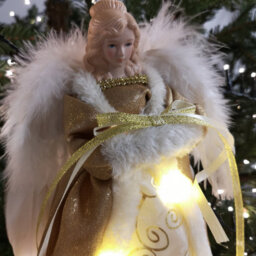 Samuel Alexander 30Cm Premier Gold Angel Lit Tree Topper With Warm White Leds - thumbnail 2