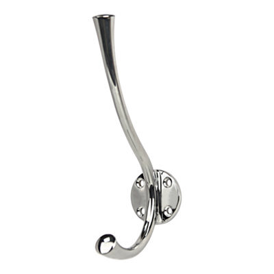 GoodHome Tapered Chrome Effect Zinc Alloy Wall-Mounted J-Shaped Hat & Coat Hook (H)167mm (D)78mm - image 1