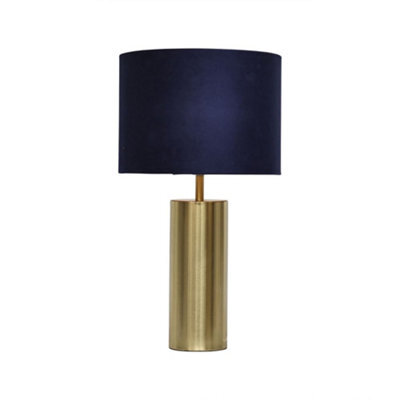 First Choice Lighting Amber - Gold Touch Operated 40Cm Table Lamp Navy Blue Velvet Shade - image 1