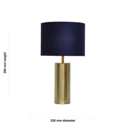 First Choice Lighting Amber - Gold Touch Operated 40Cm Table Lamp Navy Blue Velvet Shade - thumbnail 5