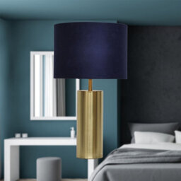 First Choice Lighting Amber - Gold Touch Operated 40Cm Table Lamp Navy Blue Velvet Shade - thumbnail 4