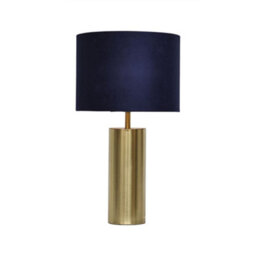 First Choice Lighting Amber - Gold Touch Operated 40Cm Table Lamp Navy Blue Velvet Shade - thumbnail 1