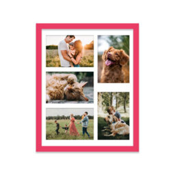 14X11 Inch 5 Opening Photo Collage Frame, Display Five 6X4 Inch Photos, Multi Aperture Family Picture Frame, Bright Pink - thumbnail 1