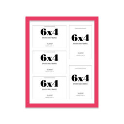 14X11 Inch 5 Opening Photo Collage Frame, Display Five 6X4 Inch Photos, Multi Aperture Family Picture Frame, Bright Pink - thumbnail 2