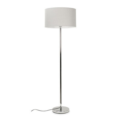 Valuelights Charles Chrome Floor Lamp With Grey Drum Shade - image 1