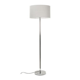 Valuelights Charles Chrome Floor Lamp With Grey Drum Shade - thumbnail 1