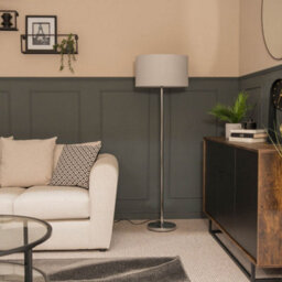 Valuelights Charles Chrome Floor Lamp With Grey Drum Shade - thumbnail 5