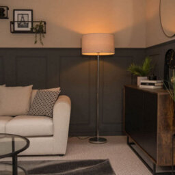 Valuelights Charles Chrome Floor Lamp With Grey Drum Shade - thumbnail 4