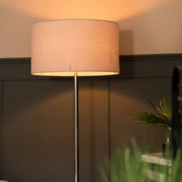 Valuelights Charles Chrome Floor Lamp With Grey Drum Shade - thumbnail 2