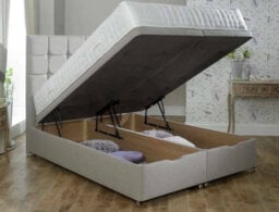 4Ft6In Double Silver Cuba Divan Ottoman Gas Lift Storage Bed