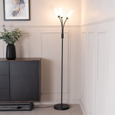 Valuelights Maya 3 Way Curved Arm Matt Black Floor Lamp For Living Room Lounge Hallway Light - image 1