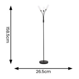 Valuelights Maya 3 Way Curved Arm Matt Black Floor Lamp For Living Room Lounge Hallway Light - thumbnail 6