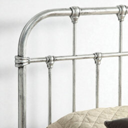 OAT Home Camden Distressed Silver Steel Effect Victorian Hospital Metal Single Bed Frame - thumbnail 4