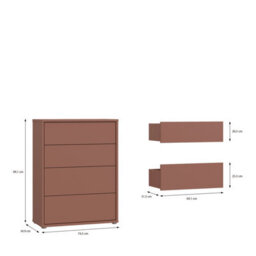 Furniture To Go Alice Springs 4 Drawer Chest With Push-To-Open Drawers In Terracotta - thumbnail 9