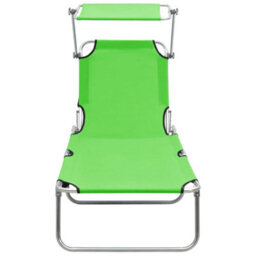 Walplus Folding Sun Lounger With Canopy Green Aluminium - thumbnail 3