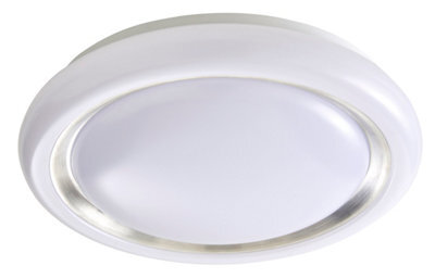 GoodHome Iris Round Satin Metal & Plastic White Brushed Effect Led Ceiling Light - image 1