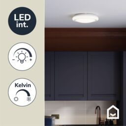 GoodHome Iris Round Satin Metal & Plastic White Brushed Effect Led Ceiling Light - thumbnail 6