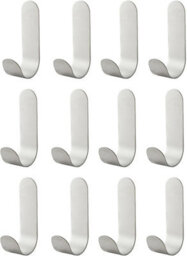 12 Pack Stainless Steel Adhesive Hooks, Self, For Kitchen And Bathroom, Towel Hooks - thumbnail 1