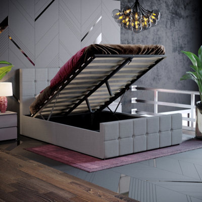 Lassic Vida Designs Valentina Light Grey Linen Ukfr 4Ft6 Double Ottoman Bed Frame, 190 X 135Cm - image 1