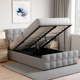 Lassic Vida Designs Valentina Light Grey Linen Ukfr 4Ft6 Double Ottoman Bed Frame, 190 X 135Cm - thumbnail 2