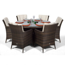 That's Furniture Savannah Round 6 Seater Patio Dining Set With Ice Bucket Drinks Cooler - Brown - thumbnail 6