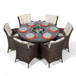 That's Furniture Savannah Round 6 Seater Patio Dining Set With Ice Bucket Drinks Cooler - Brown - thumbnail 7