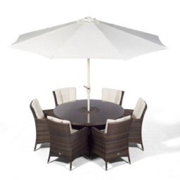 That's Furniture Savannah Round 6 Seater Patio Dining Set With Ice Bucket Drinks Cooler - Brown - thumbnail 4