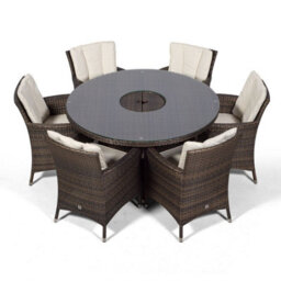 That's Furniture Savannah Round 6 Seater Patio Dining Set With Ice Bucket Drinks Cooler - Brown - thumbnail 5