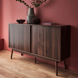 Sweeek - 2-Door Scandi-Style Buffet With Wood Effect Dark Wood Colour 150X39.5X90 Cm - Linear - thumbnail 8