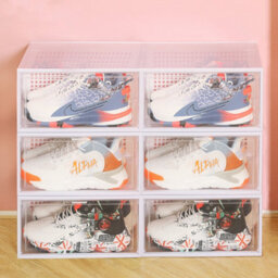 Living And Home 12 Pcs White Stackable Plastic Shoe Box Sneakers Storage Box Organiser, Fit Size Up To 12 - thumbnail 2