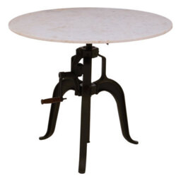 Orsina Three Leg Small White Marble Iron Table, Modern Design Round Decorative Table, Industrial-Style Side Table - thumbnail 2