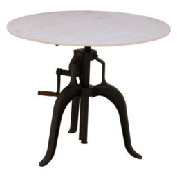 Orsina Three Leg Small White Marble Iron Table, Modern Design Round Decorative Table, Industrial-Style Side Table - thumbnail 3