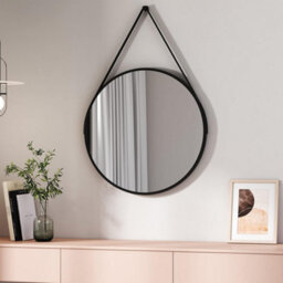 Emke Bathroom Circle Mirror Black Round Mirror Wall Vanity Mirror Framed Belt Decorative Hanging Makeup Mirror 60Cm - thumbnail 1