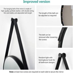 Emke Bathroom Circle Mirror Black Round Mirror Wall Vanity Mirror Framed Belt Decorative Hanging Makeup Mirror 60Cm - thumbnail 3