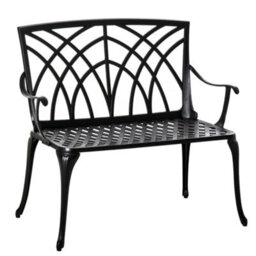 Outsunny 2-Seater Cast Aluminium Garden Bench Loveseat Ergonomic Armrest - thumbnail 2