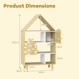 Bookshelf House Shaped Bookcase Natural Bookcase Storage Shelving For Home - thumbnail 2
