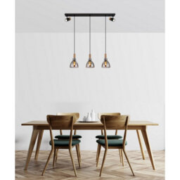 Luminosa Lighting Luminosa Mattea Bar Pendant Ceiling Light Matt Black Smoke Glass Shade 3X E27 - thumbnail 5