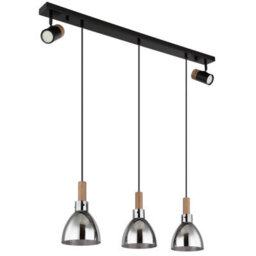 Luminosa Lighting Luminosa Mattea Bar Pendant Ceiling Light Matt Black Smoke Glass Shade 3X E27 - thumbnail 2
