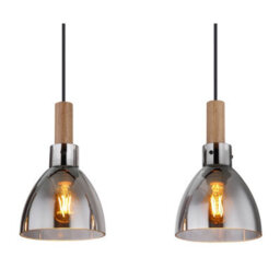 Luminosa Lighting Luminosa Mattea Bar Pendant Ceiling Light Matt Black Smoke Glass Shade 3X E27 - thumbnail 4