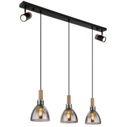 Luminosa Lighting Luminosa Mattea Bar Pendant Ceiling Light Matt Black Smoke Glass Shade 3X E27 - thumbnail 1