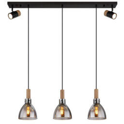 Luminosa Lighting Luminosa Mattea Bar Pendant Ceiling Light Matt Black Smoke Glass Shade 3X E27 - thumbnail 3